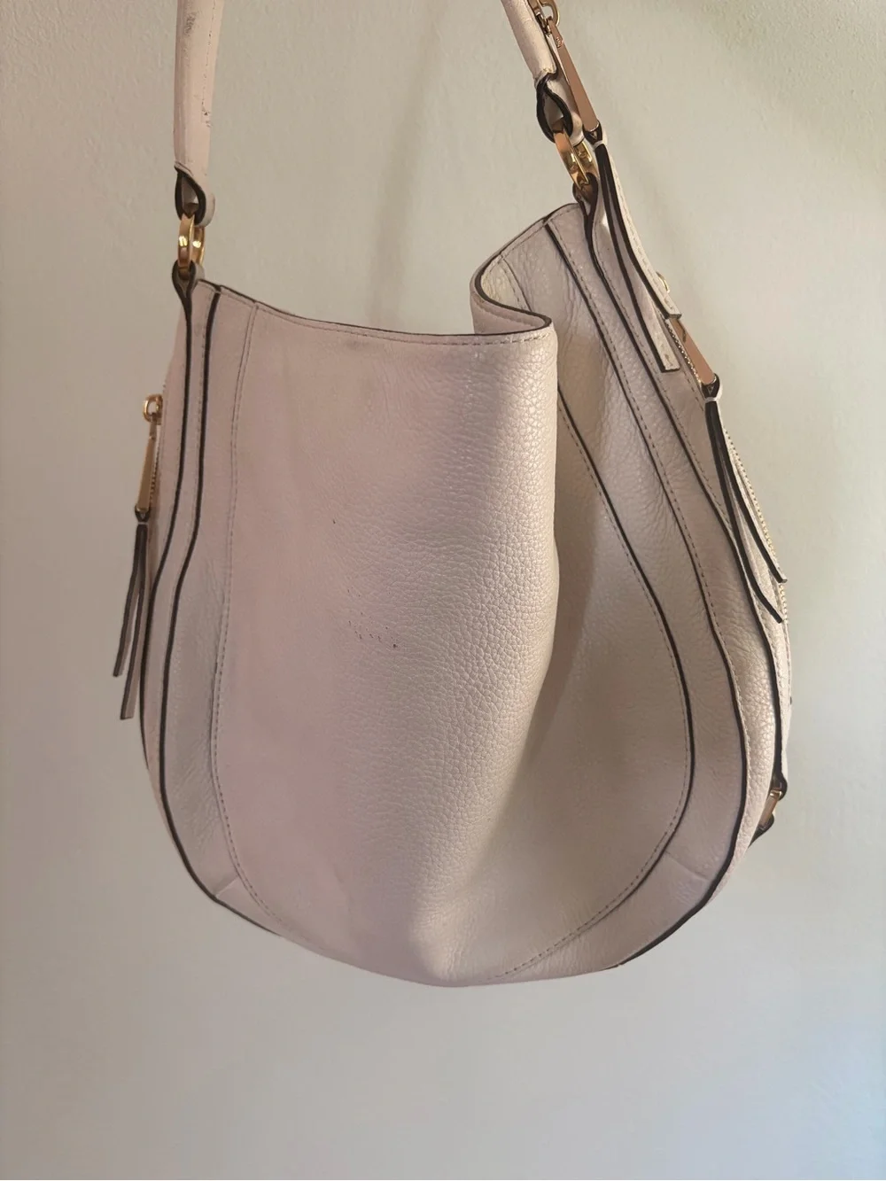 Michael Kors White Pebbled Leather Hobo Bag